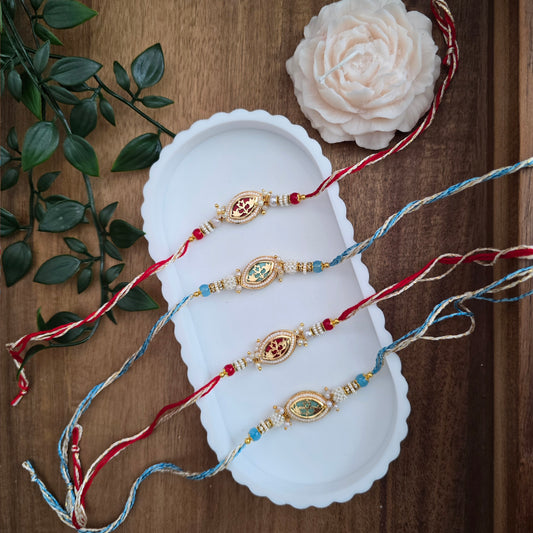 Pearl mina thread rakhi